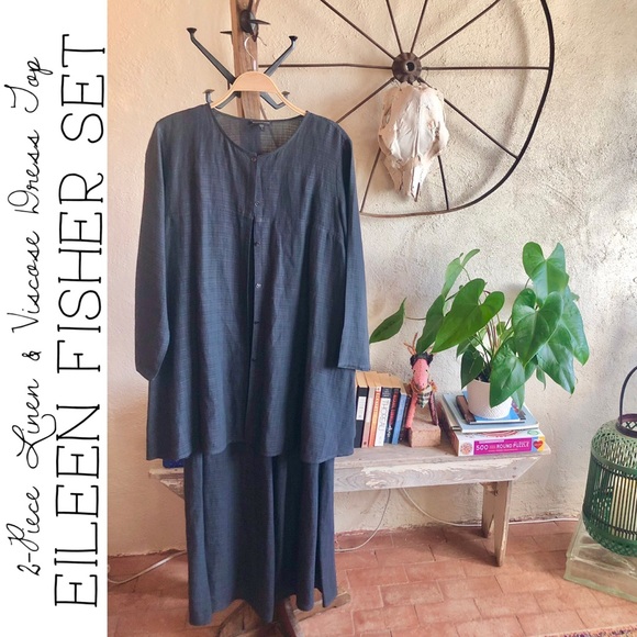 Eileen Fisher Dress & Top Linen Set - Picture 1 of 7